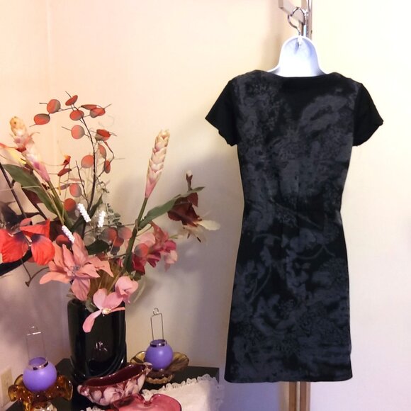 NWT GEISHA Unique Designed Black Gray Stretchy Cardigan Knit Sweater Dress S - Picture 8 of 8